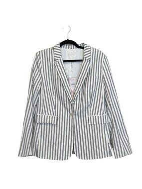 Avec Les Filles Women's Striped Blazer Jacket Nautical Office NWT Large